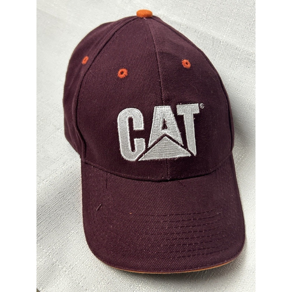 Caterpillar CAT Baseball Hat Burgundy and Orange